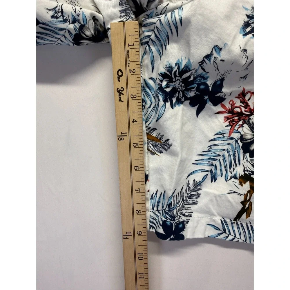 Denim & Flower Ricky Singh Chino Shorts Men 30 White Multi Tropical Floral Print